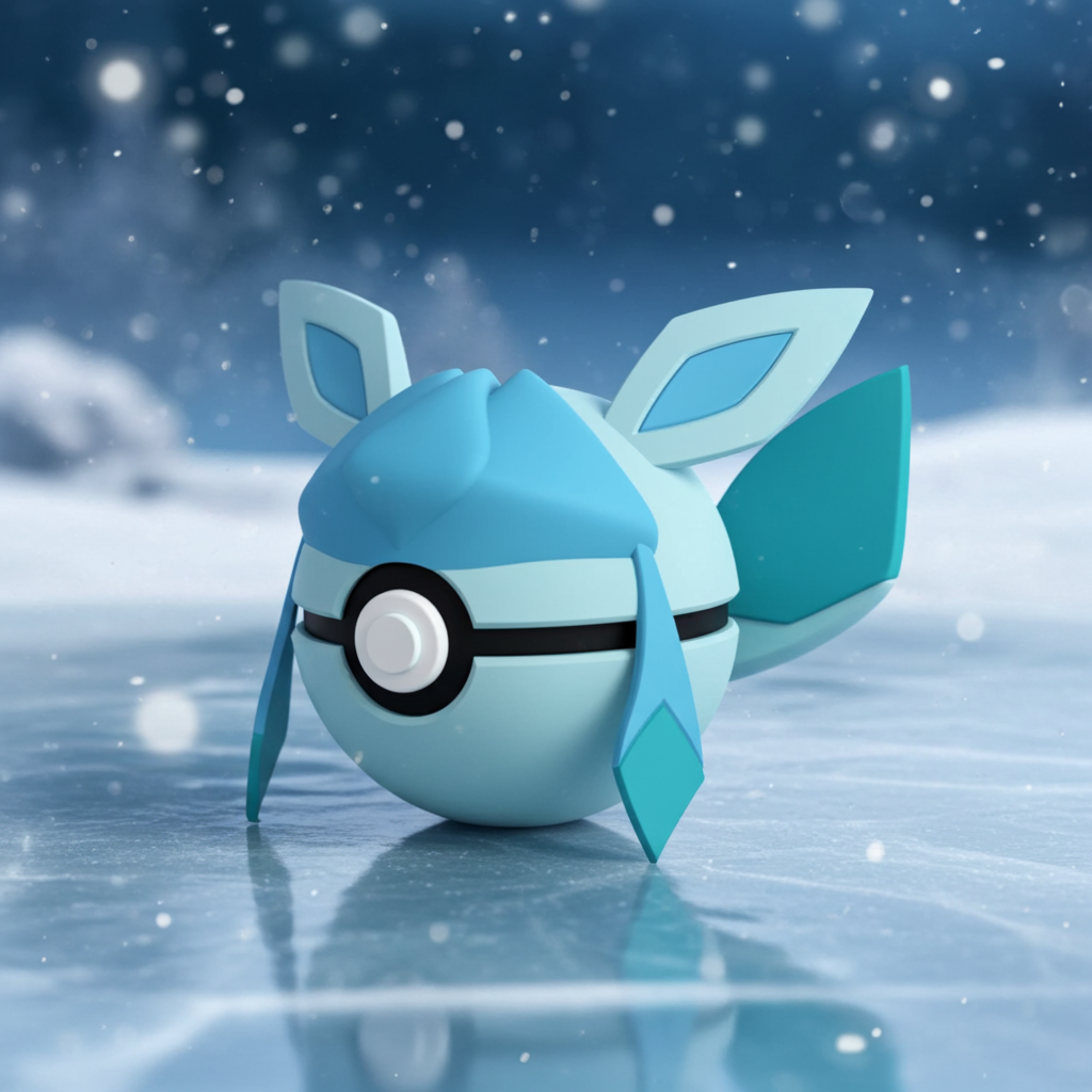 Poké Ball 3D ispirata a Glaceon – Sfera decorativa da collezione (#0471)