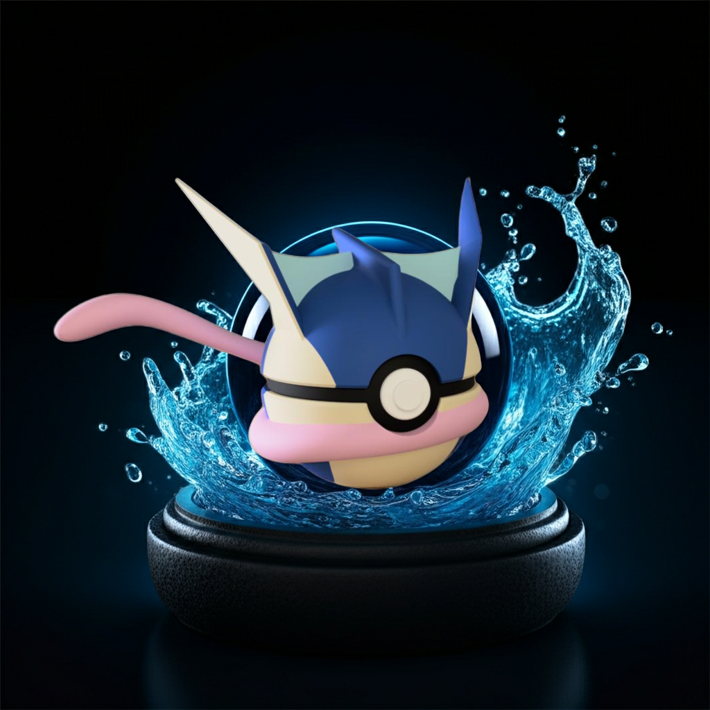 Poké Ball 3D ispirata a Greninja – Sfera decorativa da collezione (#0658)