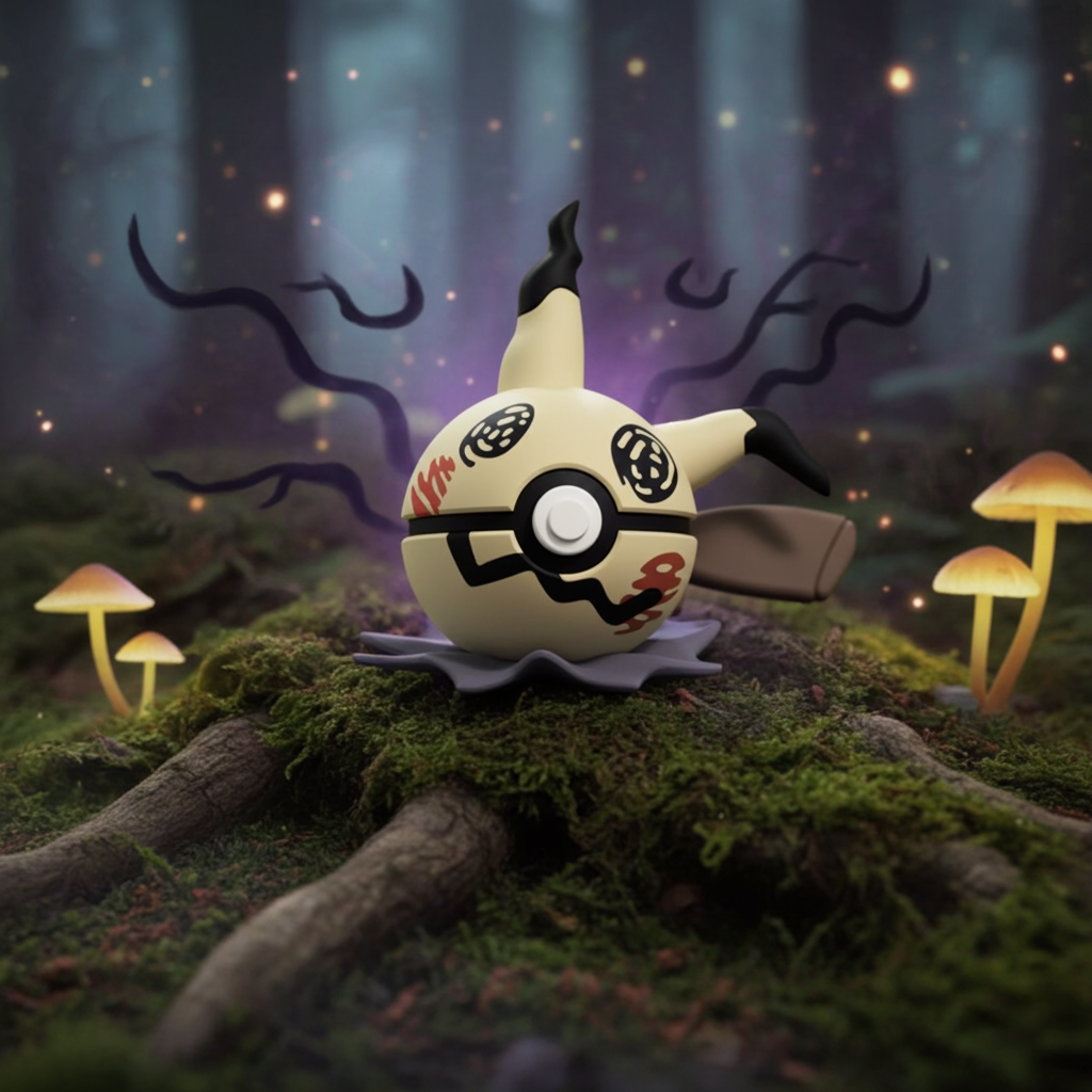 Poké Ball 3D ispirata a Mimikyu – Sfera decorativa da collezione (#0778)