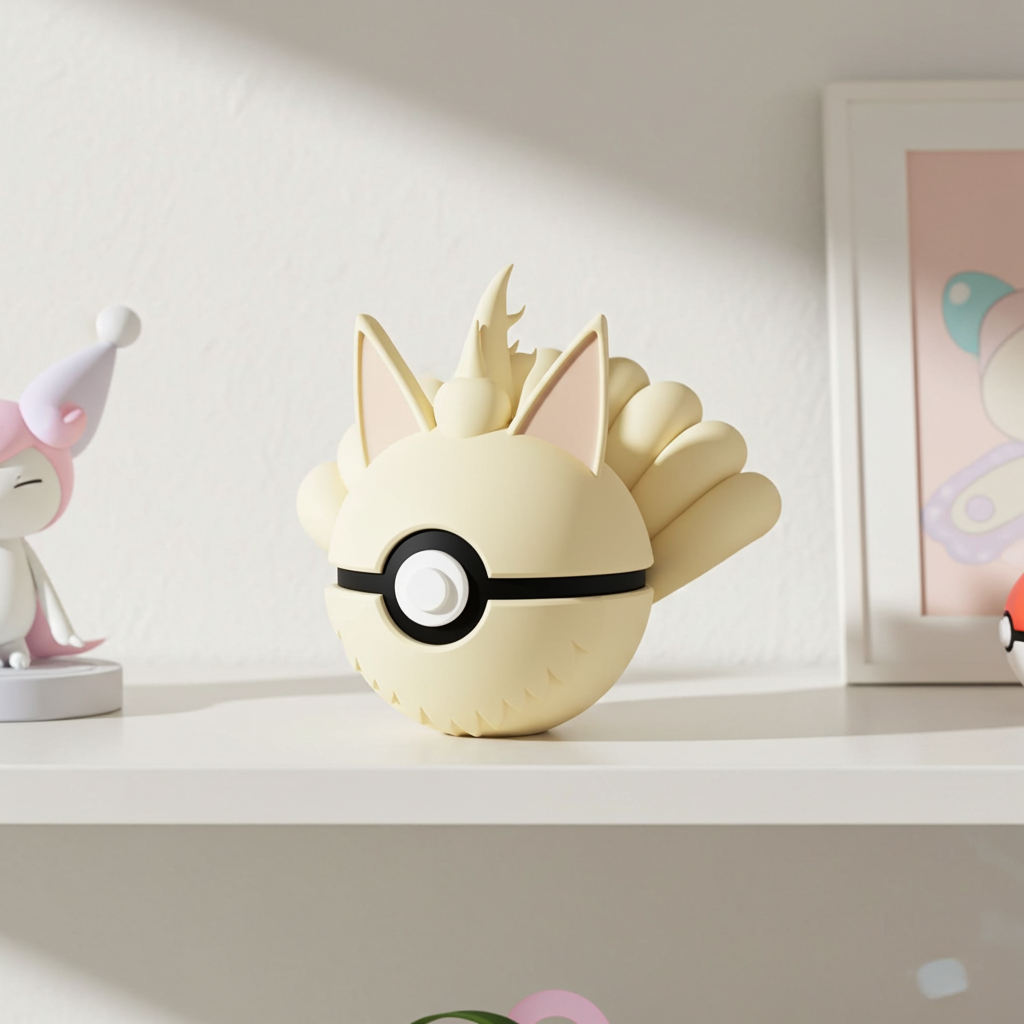 Poké Ball 3D ispirata a Ninetales – Sfera decorativa da collezione (#0038)
