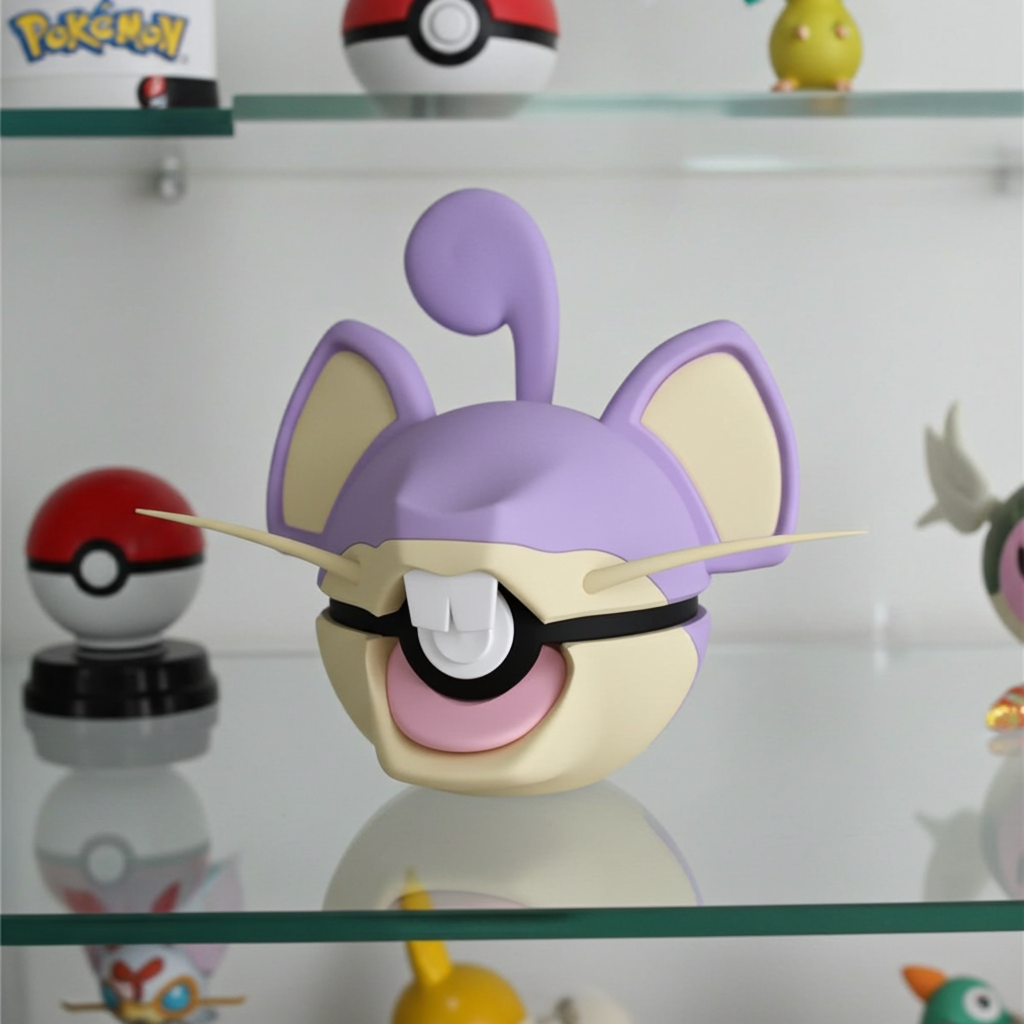 Poké Ball 3D ispirata a Rattata – Sfera decorativa da collezione (#0019)