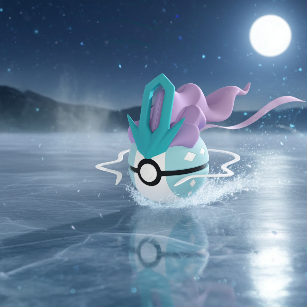 Poké Ball 3D ispirata a Suicune – Sfera decorativa da collezione (#0245)