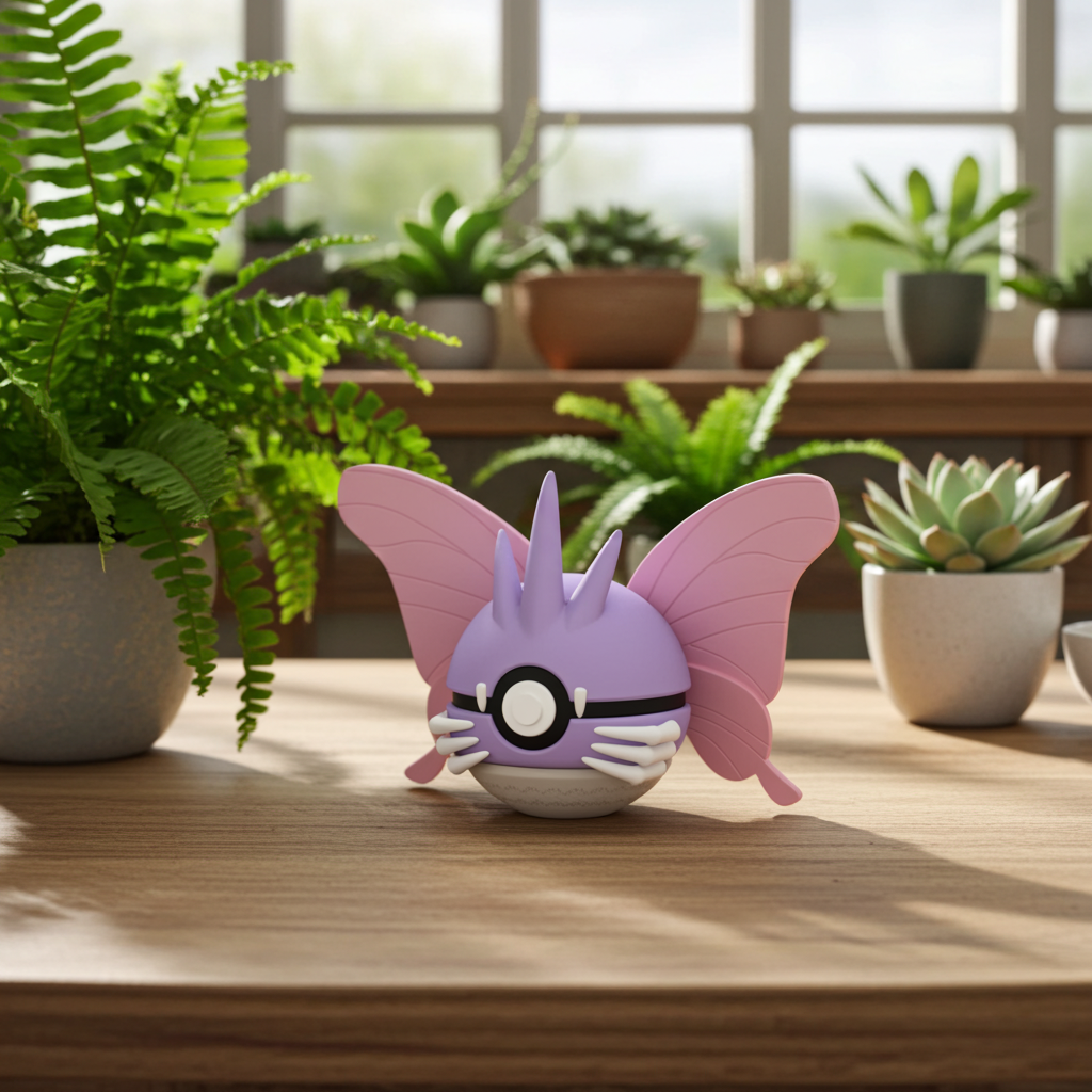Poké Ball 3D ispirata a Venomoth – Sfera decorativa da collezione (#0049)