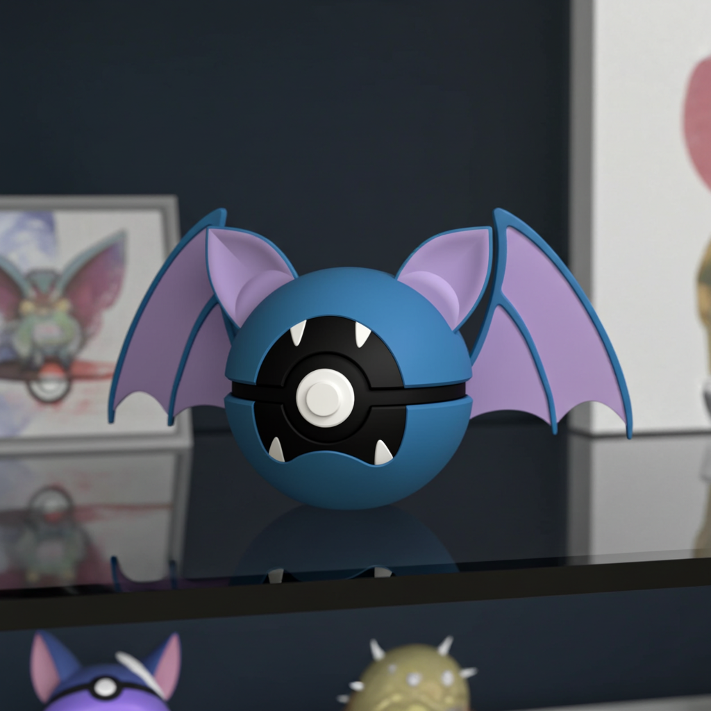 Poké Ball 3D ispirata a Zubat – Sfera decorativa da collezione (#0041)