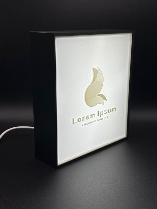 Lampada personalizzata con logo aziendale illuminata