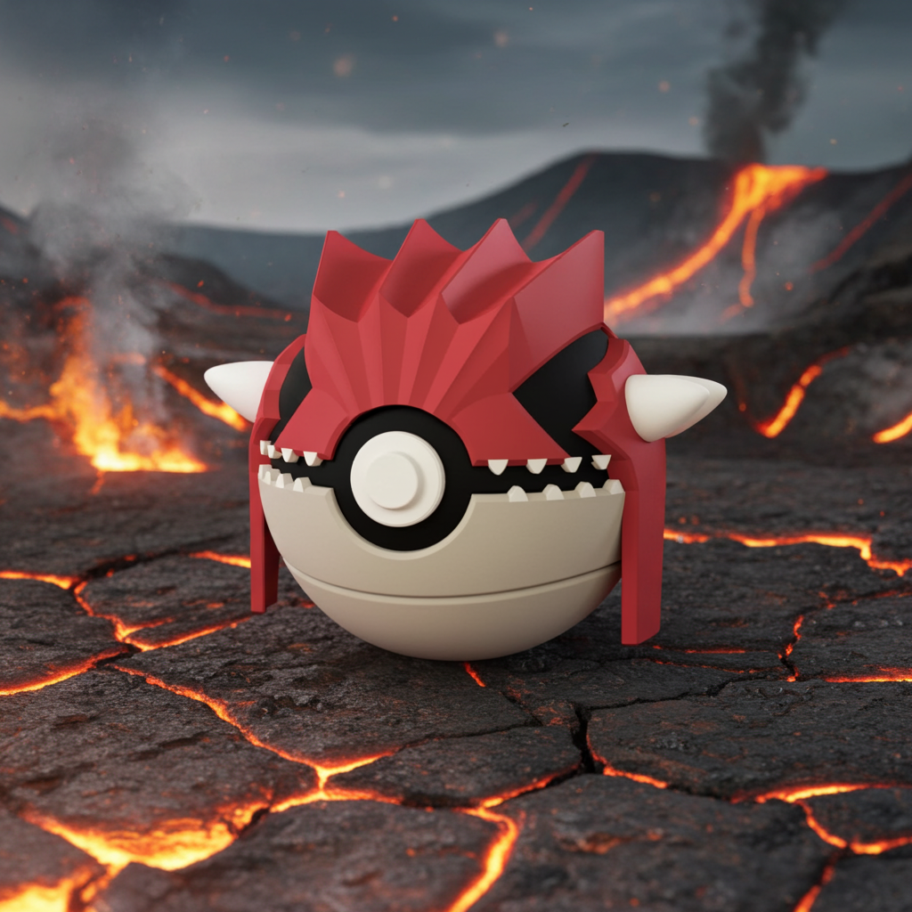 Poké Ball 3D ispirata a Groudon – Sfera decorativa da collezione (#0383)