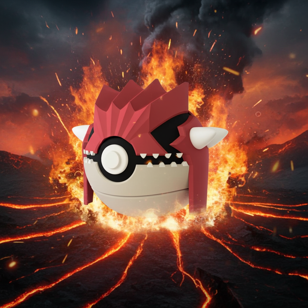 Poké Ball 3D ispirata a Groudon – Sfera decorativa da collezione (#0383)
