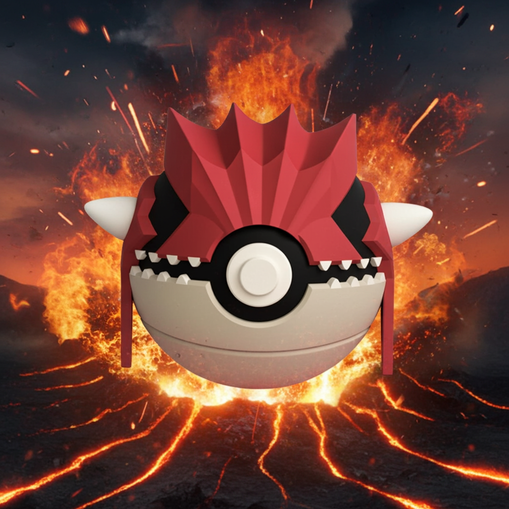 Poké Ball 3D ispirata a Groudon – Sfera decorativa da collezione (#0383)