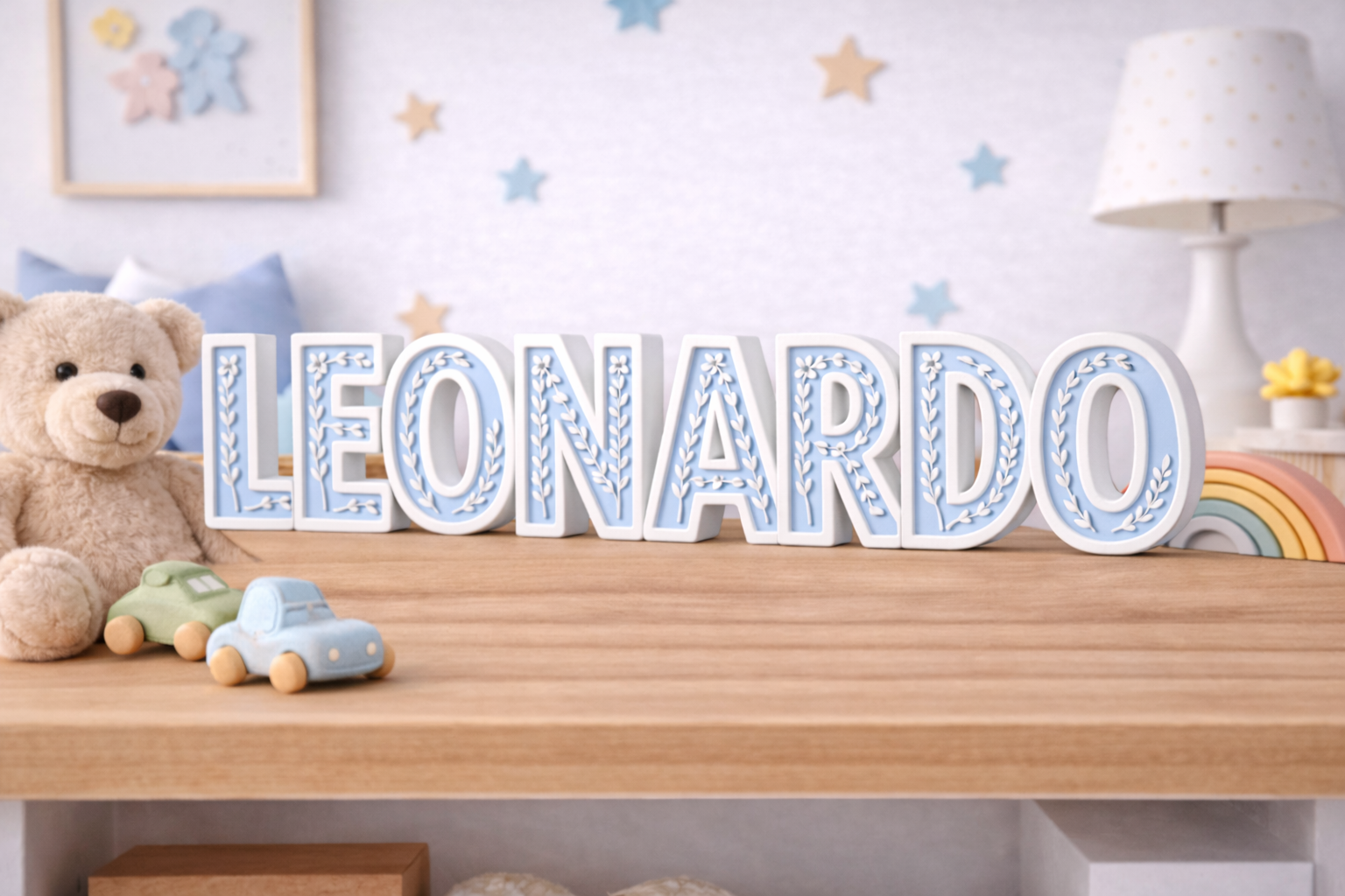 Nome 3D Personalizzato Floreale – Decorazione con Lettere
