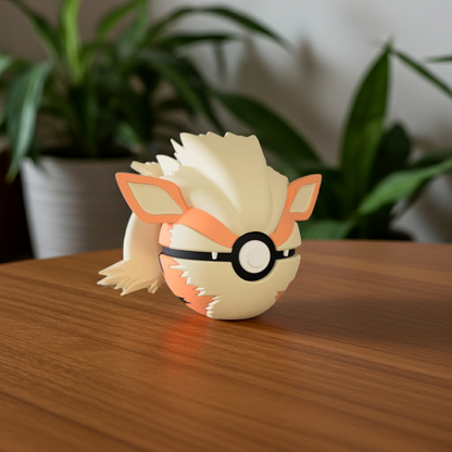 Poké Ball 3D ispirata a Arcanine – Sfera decorativa da collezione (#0059)