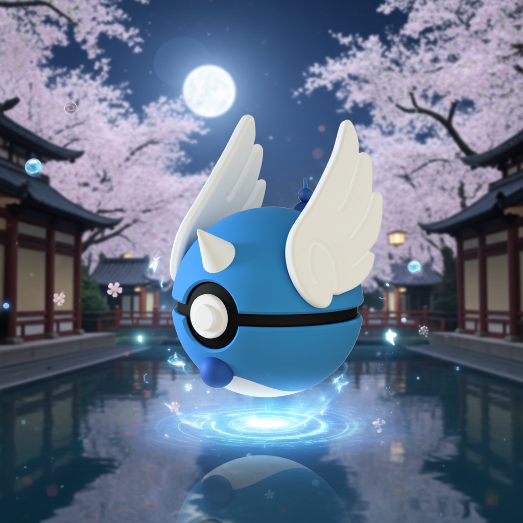 Poké Ball 3D ispirata a Dragonair – Sfera decorativa da collezione (#0148)
