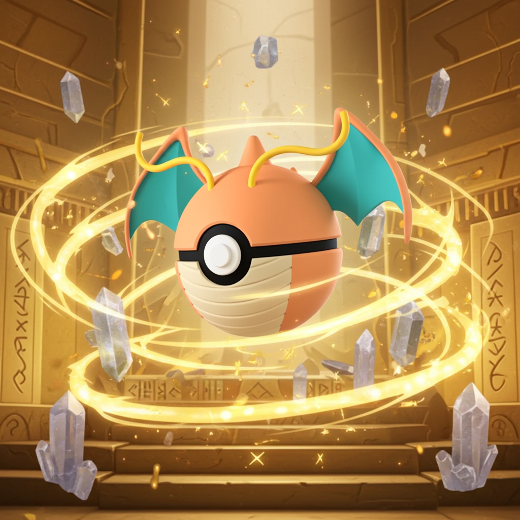 Poké Ball 3D ispirata a Dragonite – Sfera decorativa da collezione (#0149)