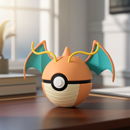 Poké Ball 3D ispirata a Dragonite – Sfera decorativa da collezione (#0149)