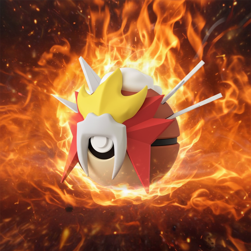 Poké Ball 3D ispirata a Entei – Sfera decorativa da collezione (#0244)