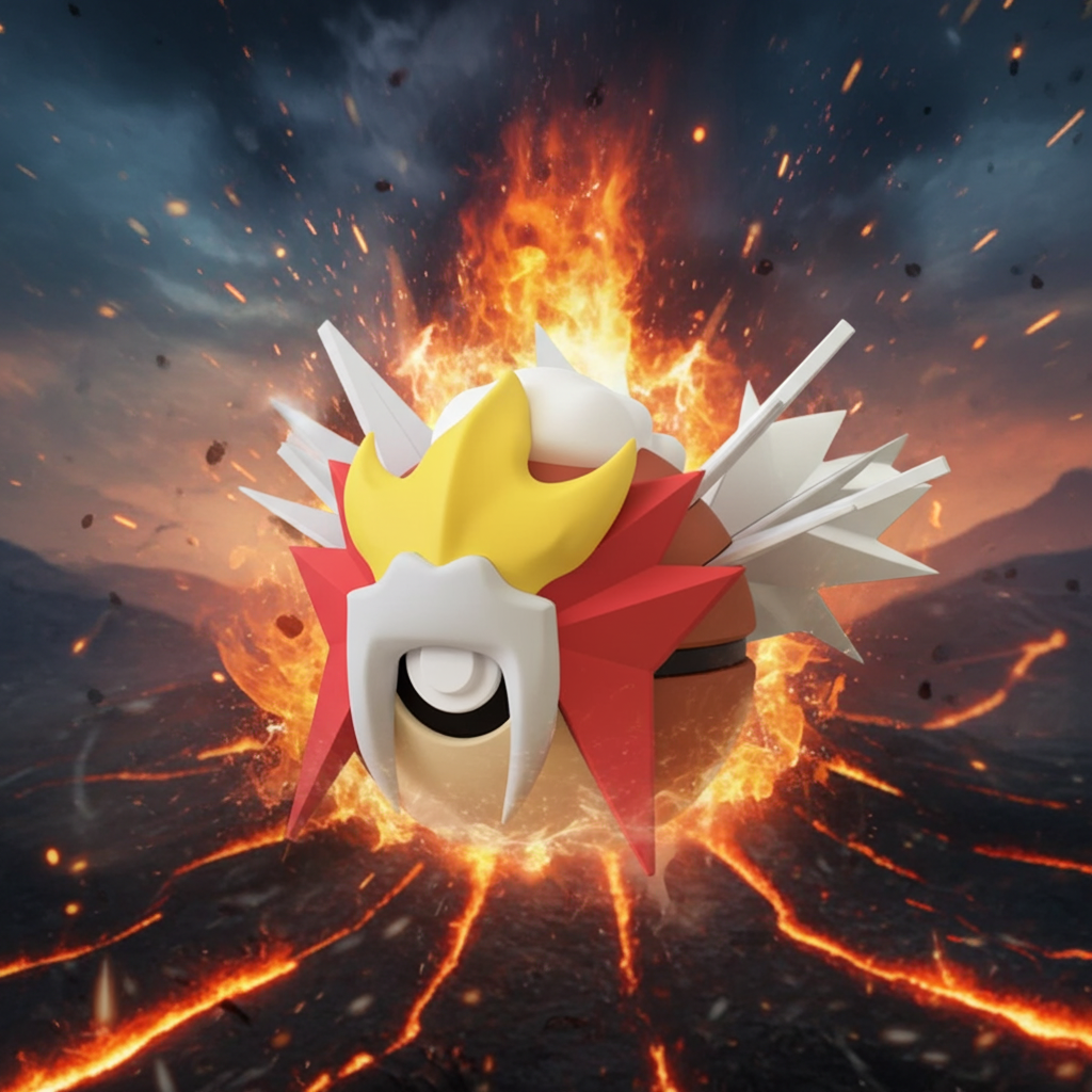 Poké Ball 3D ispirata a Entei – Sfera decorativa da collezione (#0244)