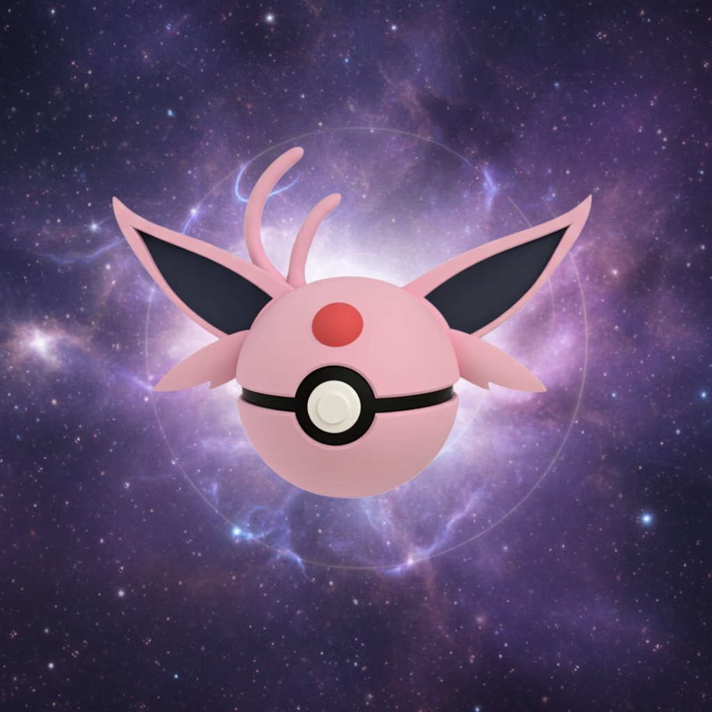 Poké Ball 3D ispirata a Espeon – Sfera decorativa da collezione (#0196)