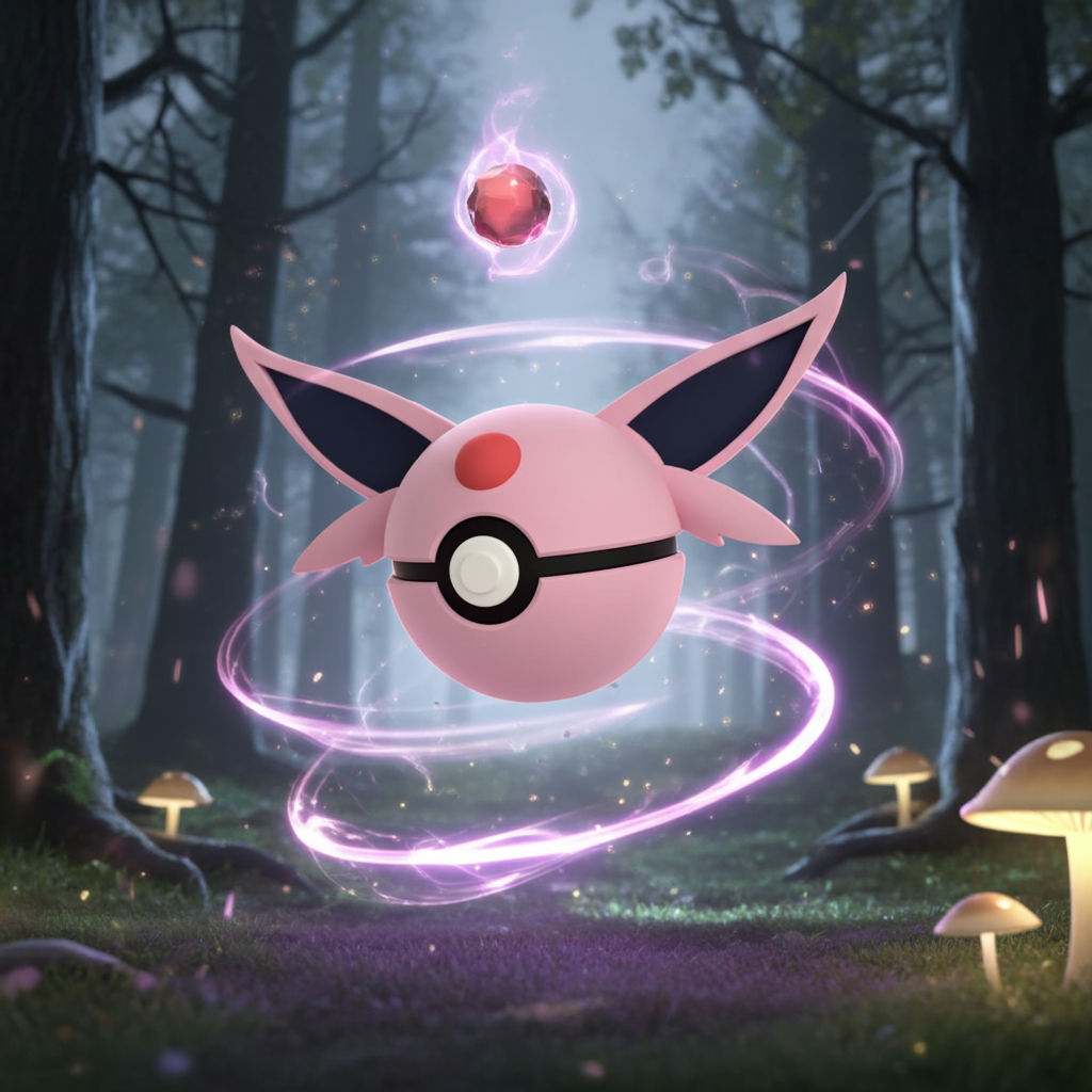 Poké Ball 3D ispirata a Espeon – Sfera decorativa da collezione (#0196)