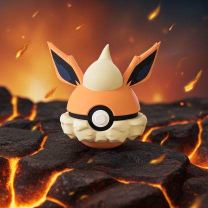 Poké Ball 3D ispirata a Flareon – Sfera decorativa da collezione (#0136)
