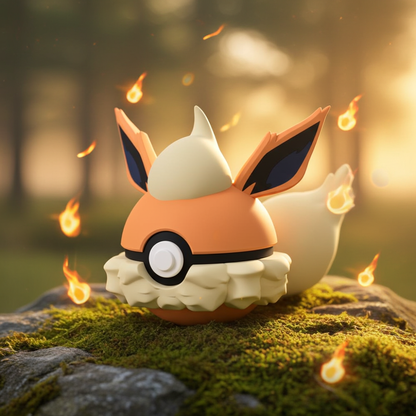 Poké Ball 3D ispirata a Flareon – Sfera decorativa da collezione (#0136)