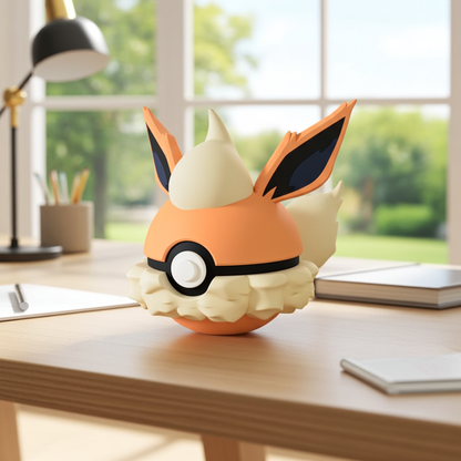 Poké Ball 3D ispirata a Flareon – Sfera decorativa da collezione (#0136)