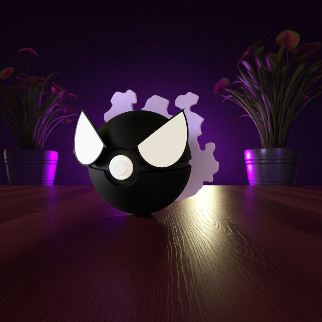 Poké Ball 3D ispirata a Gastly – Sfera decorativa da collezione (#0092)