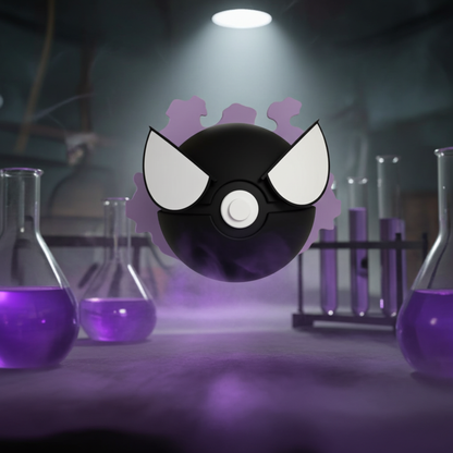 Poké Ball 3D ispirata a Gastly – Sfera decorativa da collezione (#0092)