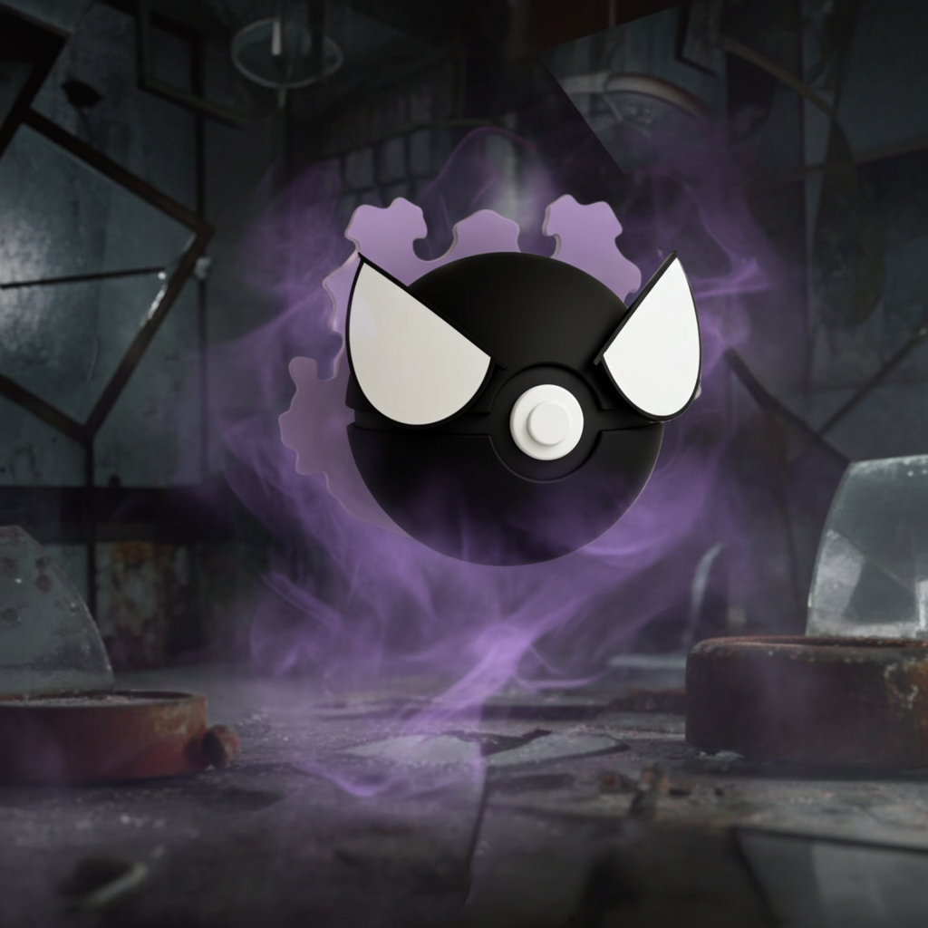 Poké Ball 3D ispirata a Gastly – Sfera decorativa da collezione (#0092)