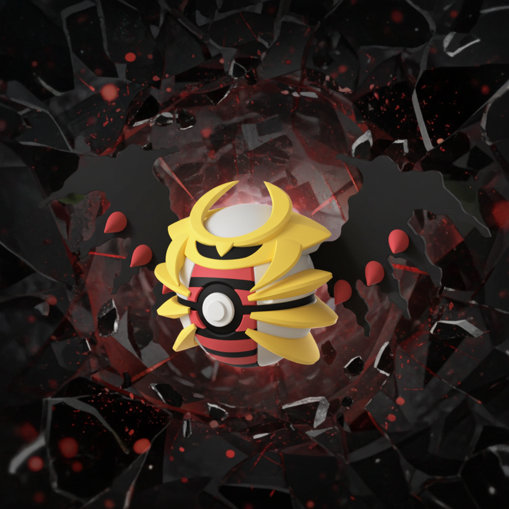 Poké Ball 3D ispirata a Giratina – Sfera decorativa da collezione (#0487)