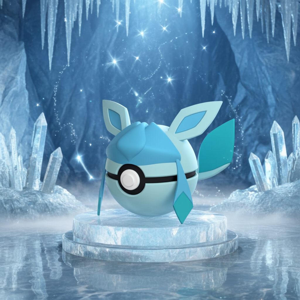 Poké Ball 3D ispirata a Glaceon – Sfera decorativa da collezione (#0471)