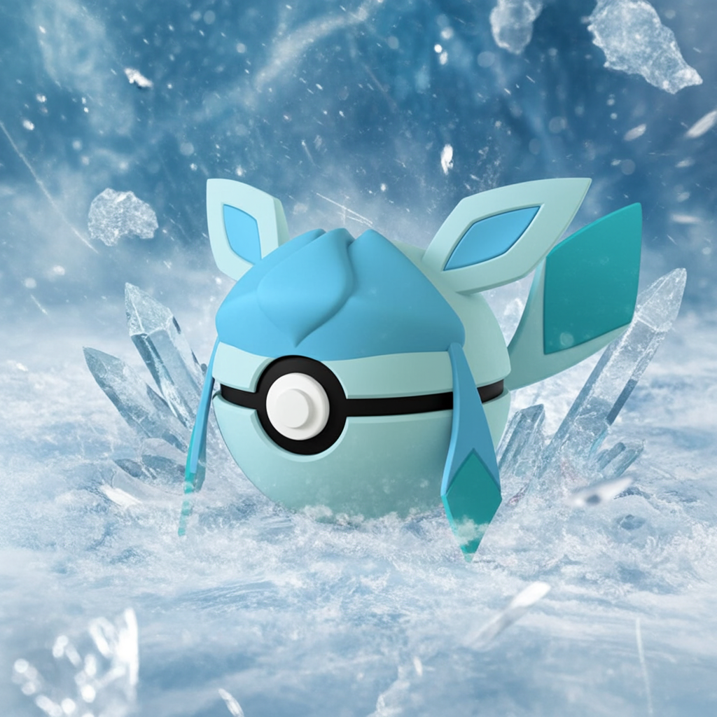 Poké Ball 3D ispirata a Glaceon – Sfera decorativa da collezione (#0471)