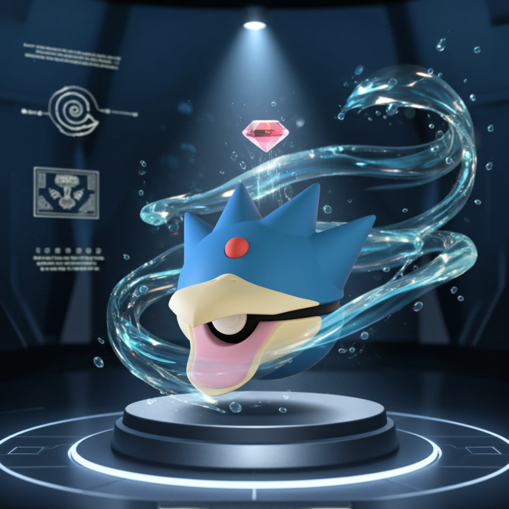 Poké Ball 3D ispirata a Golduck – Sfera decorativa da collezione (#0055)