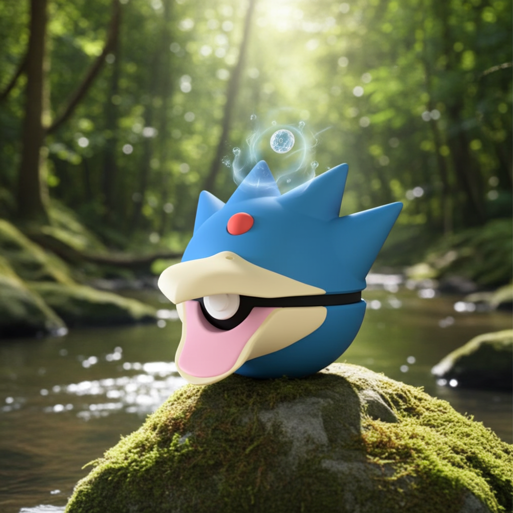 Poké Ball 3D ispirata a Golduck – Sfera decorativa da collezione (#0055)