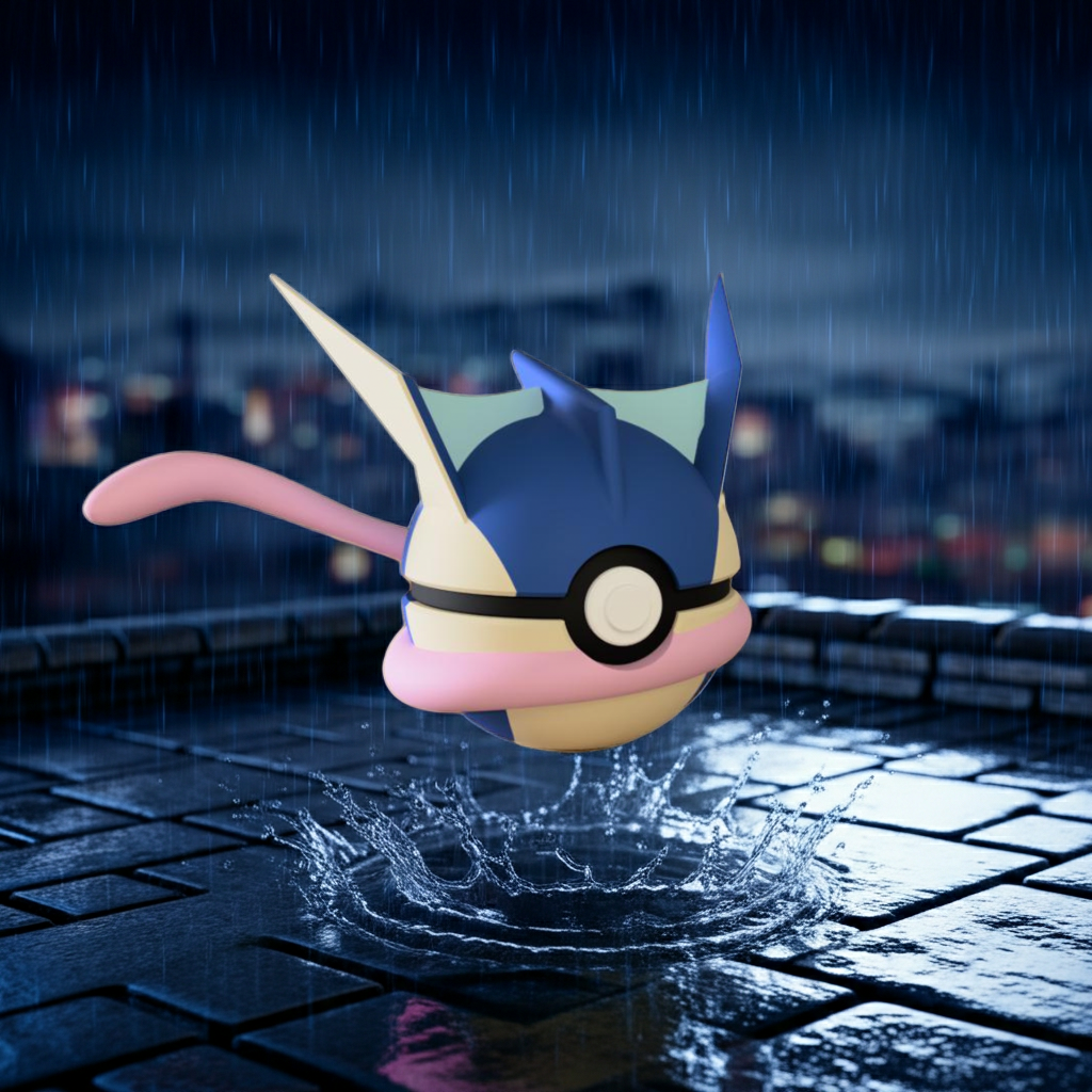 Poké Ball 3D ispirata a Greninja – Sfera decorativa da collezione (#0658)