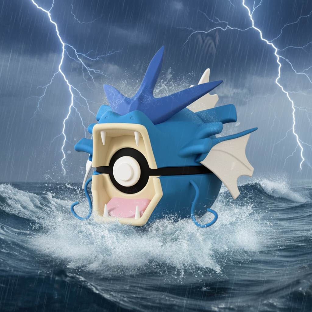 Poké Ball 3D ispirata a Gyarados – Sfera decorativa da collezione (#0130)