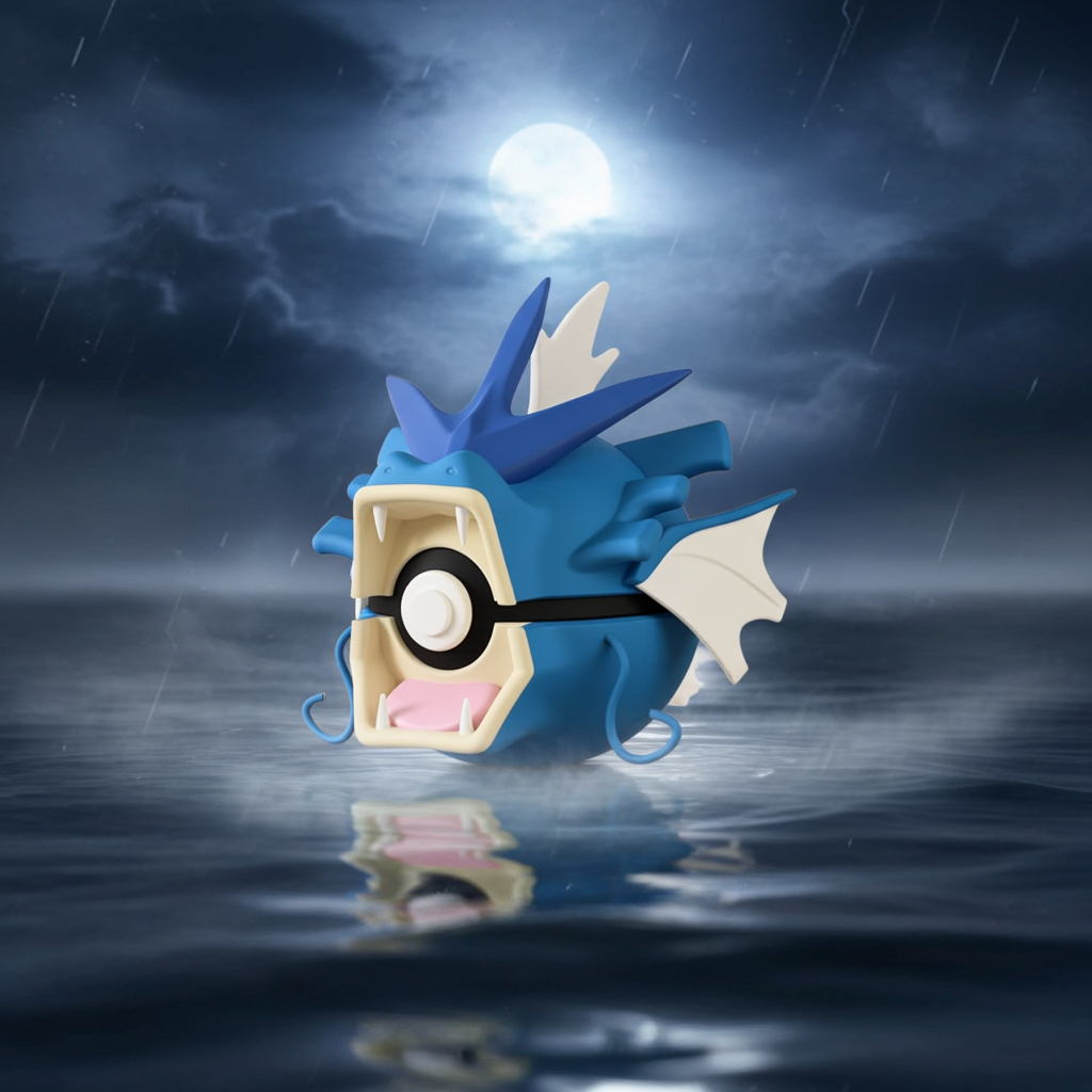Poké Ball 3D ispirata a Gyarados – Sfera decorativa da collezione (#0130)