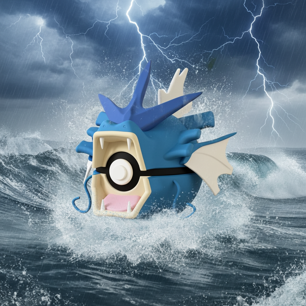 Poké Ball 3D ispirata a Gyarados – Sfera decorativa da collezione (#0130)