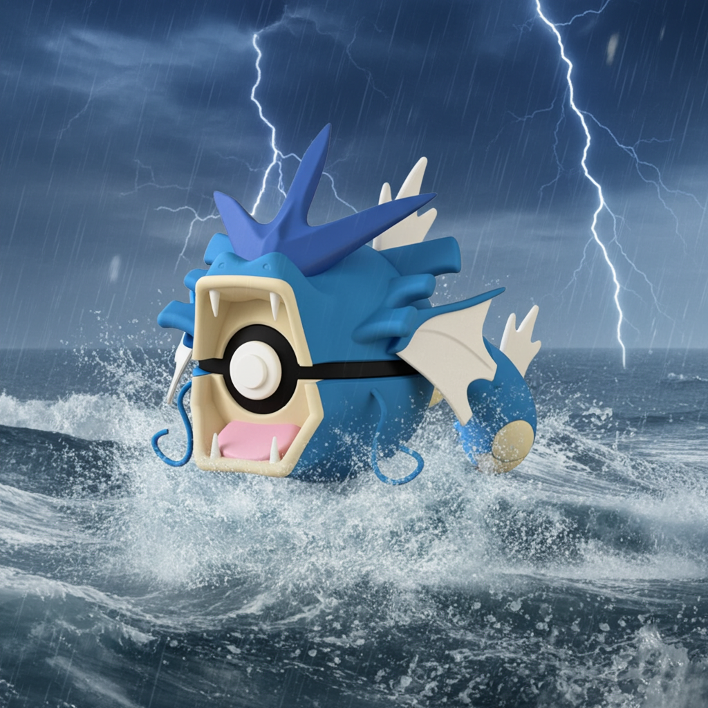 Poké Ball 3D ispirata a Gyarados – Sfera decorativa da collezione (#0130)