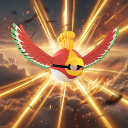 Poké Ball 3D ispirata a Ho-Oh – Sfera decorativa da collezione (#0250)
