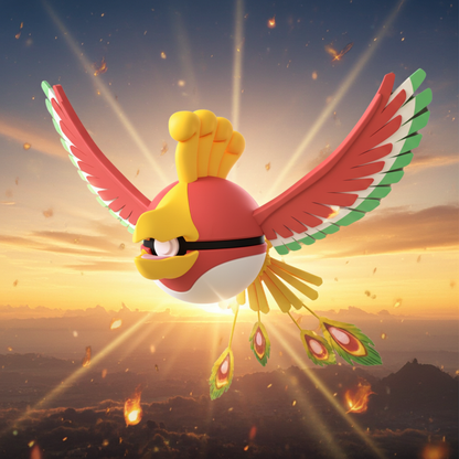 Poké Ball 3D ispirata a Ho-Oh – Sfera decorativa da collezione (#0250)