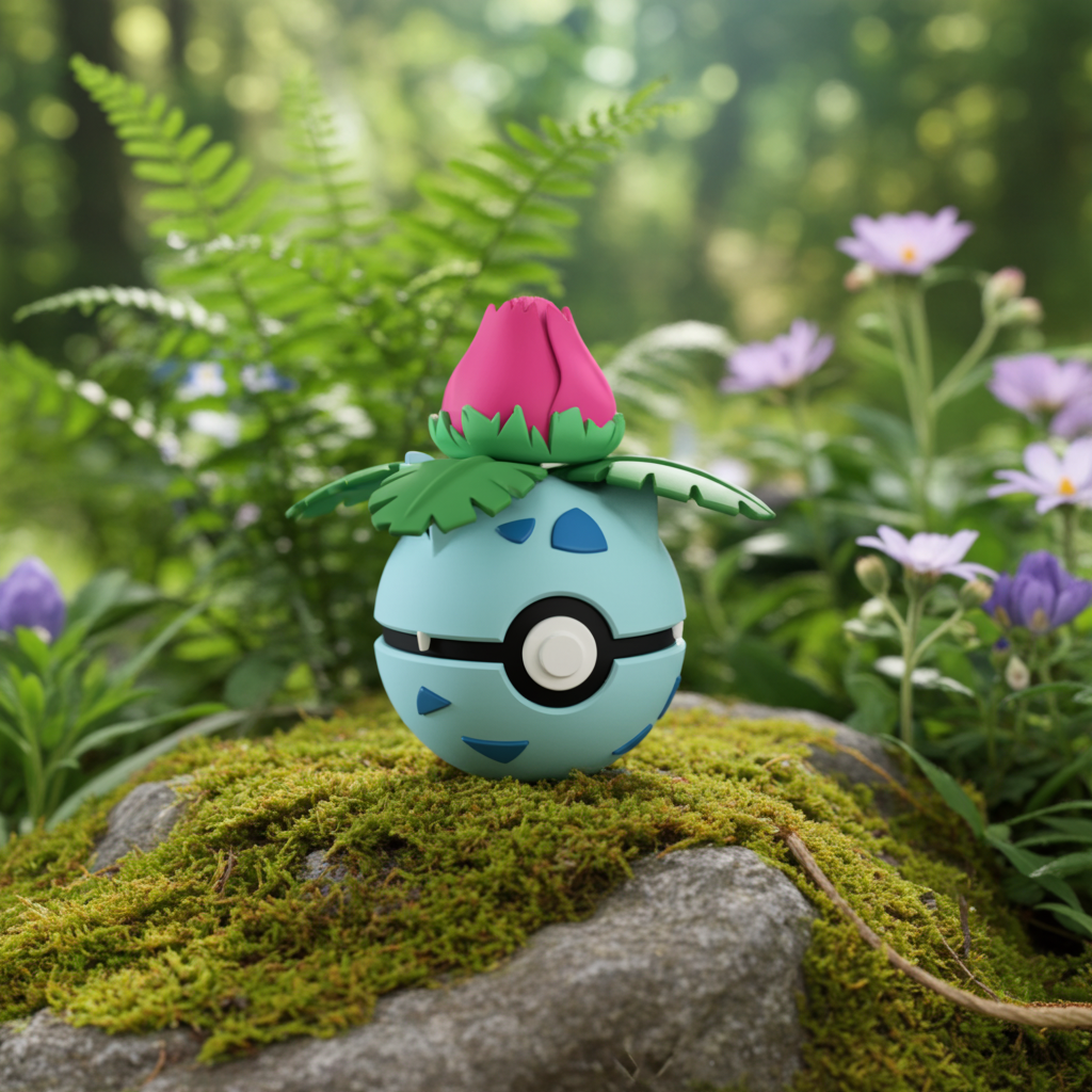 Poké Ball 3D ispirata a Ivysaur – Sfera decorativa da collezione (#0002)