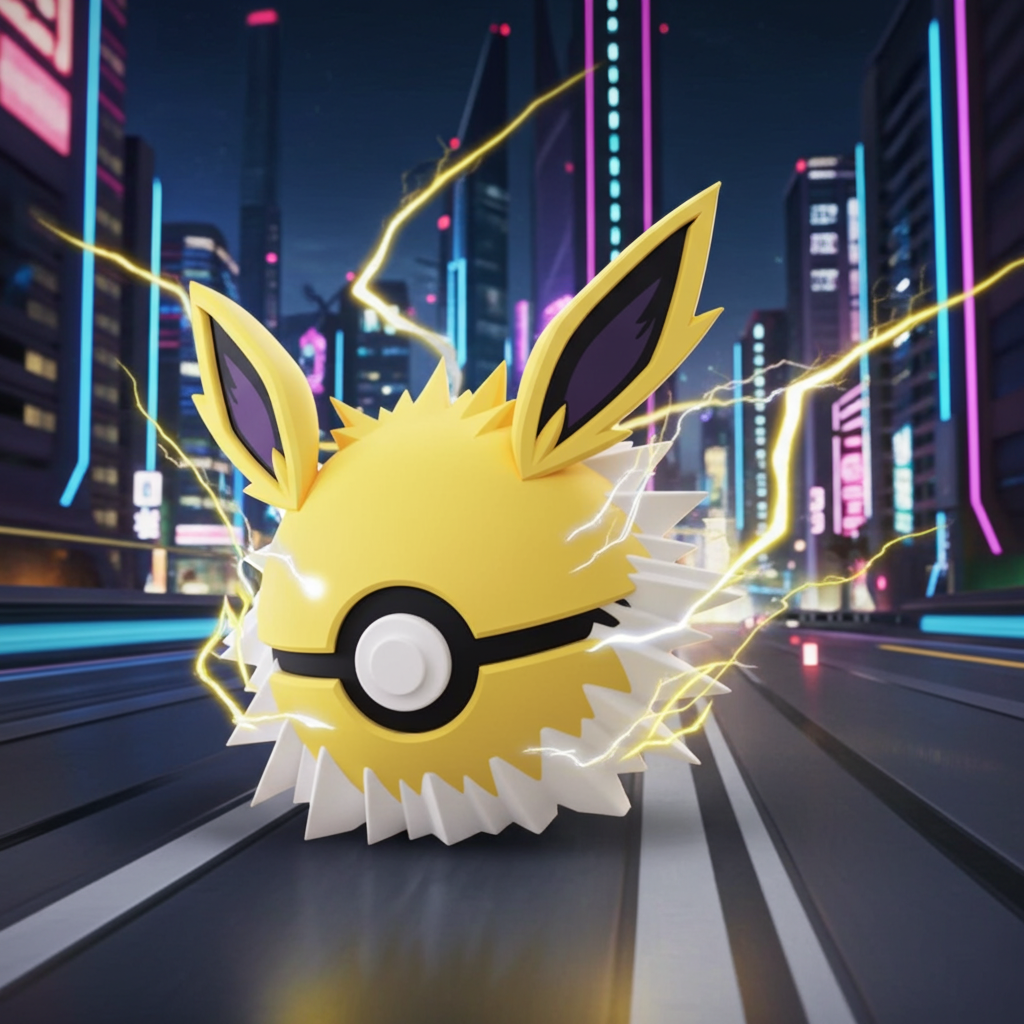 Poké Ball 3D ispirata a Jolteon – Sfera decorativa da collezione (#0135)