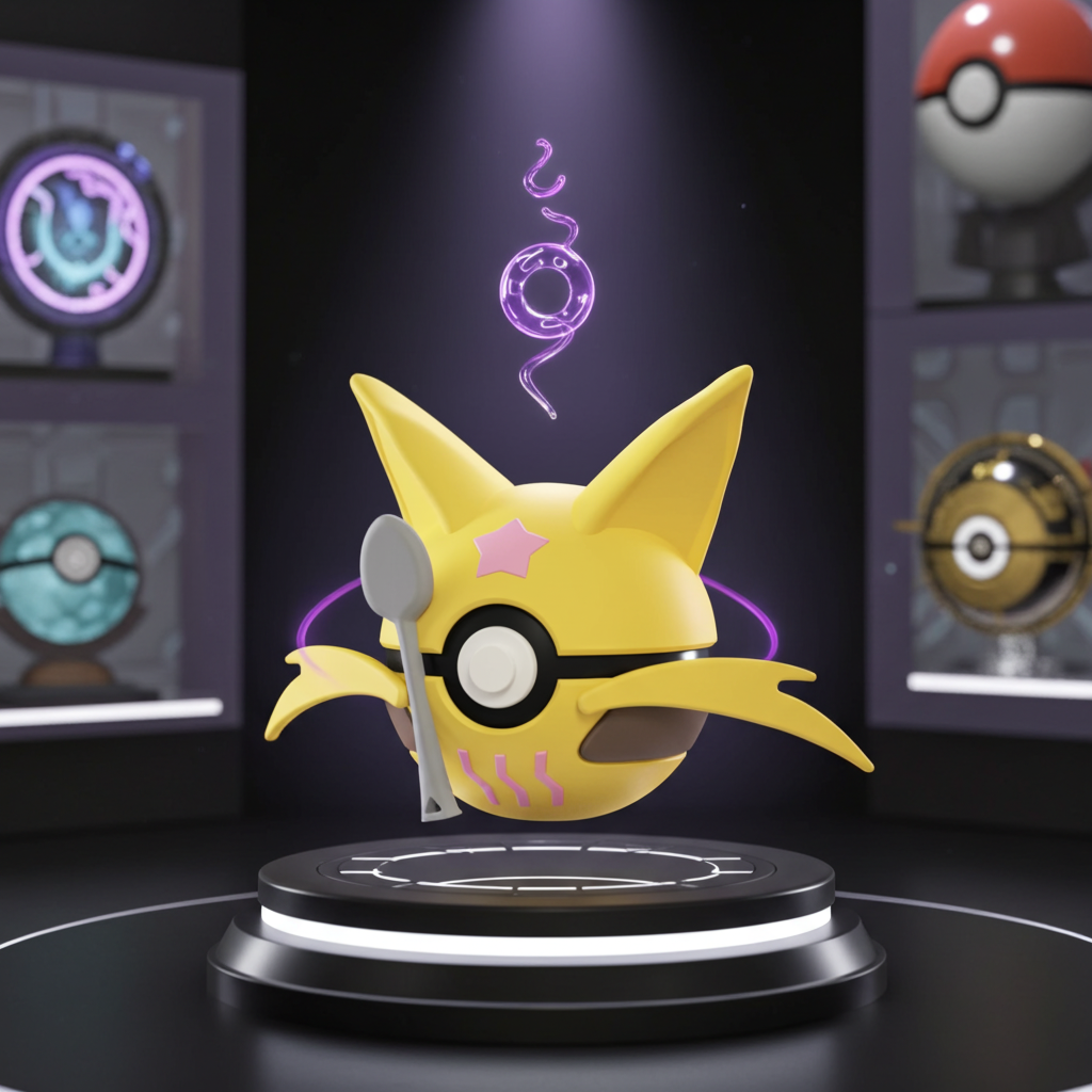 Poké Ball 3D ispirata a Kadabra – Sfera decorativa da collezione (#0064)