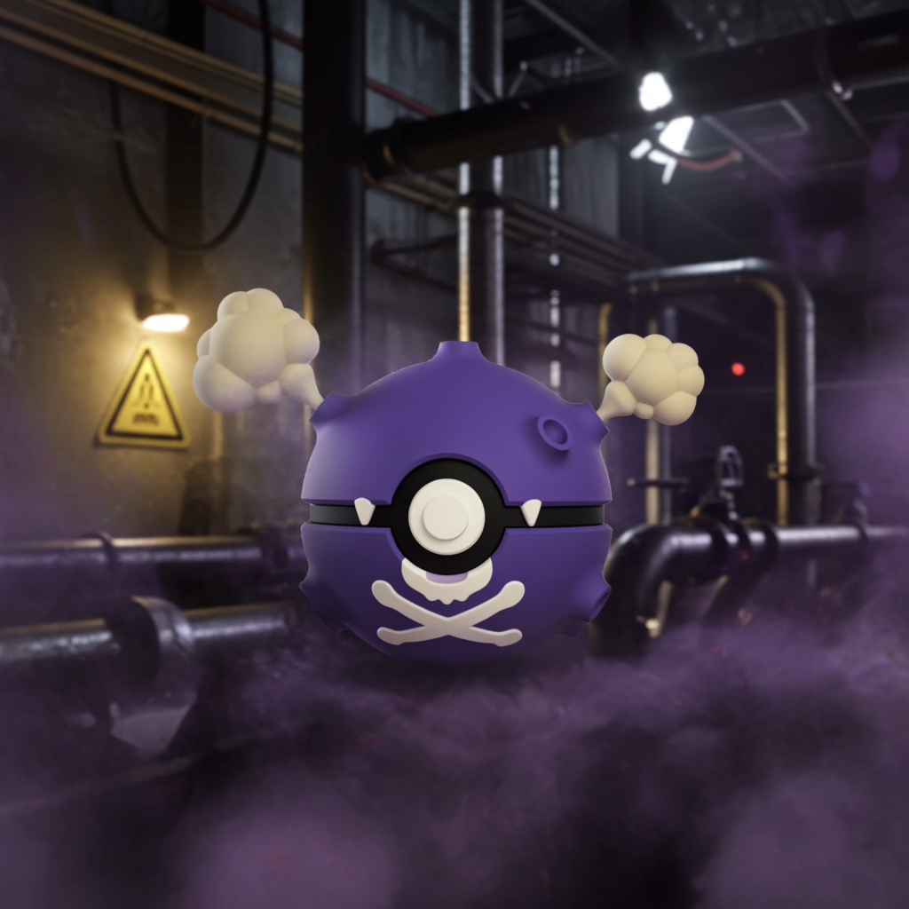 Poké Ball 3D ispirata a Koffing – Sfera decorativa da collezione (#0109)