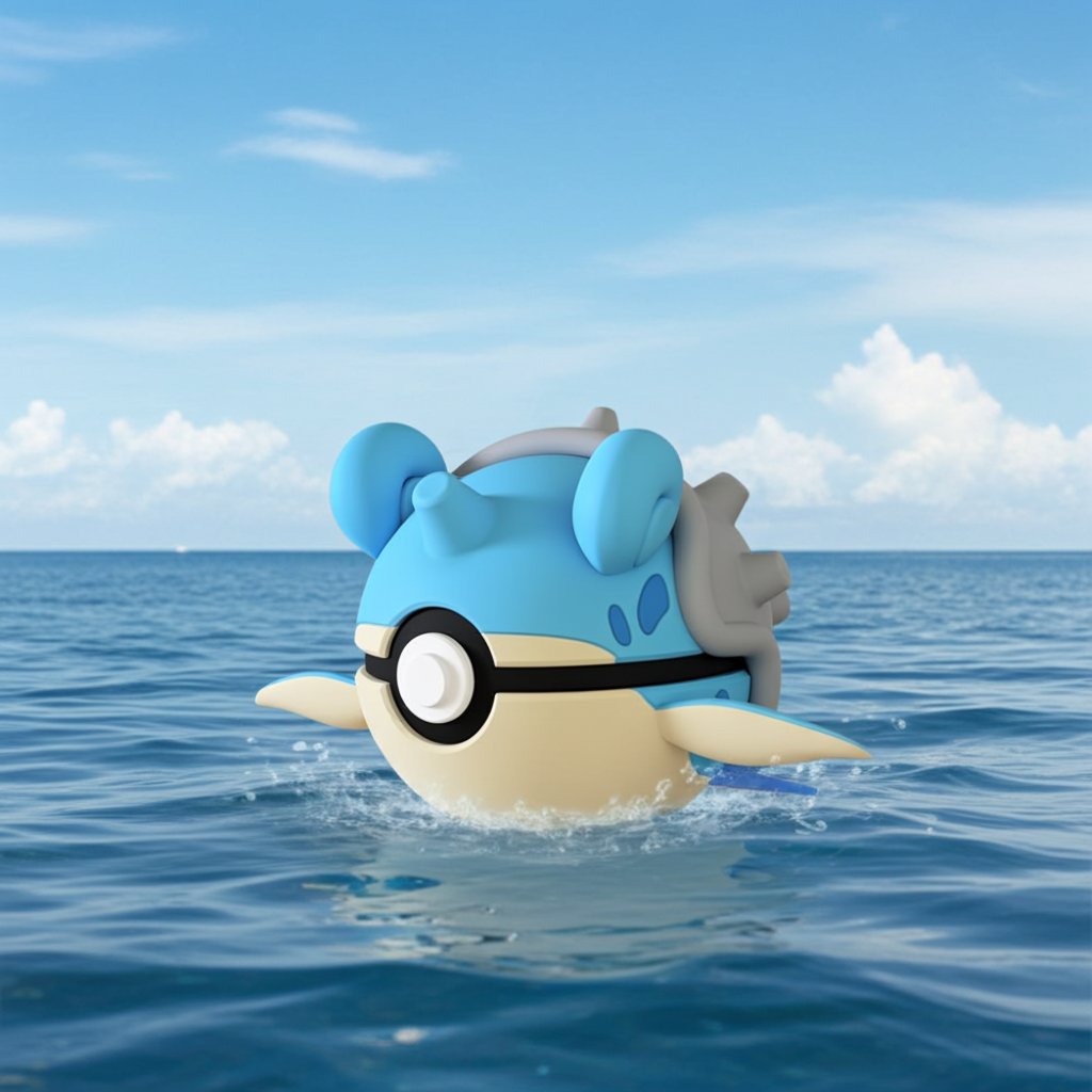 Poké Ball 3D ispirata a Lapras – Sfera decorativa da collezione (#0131)