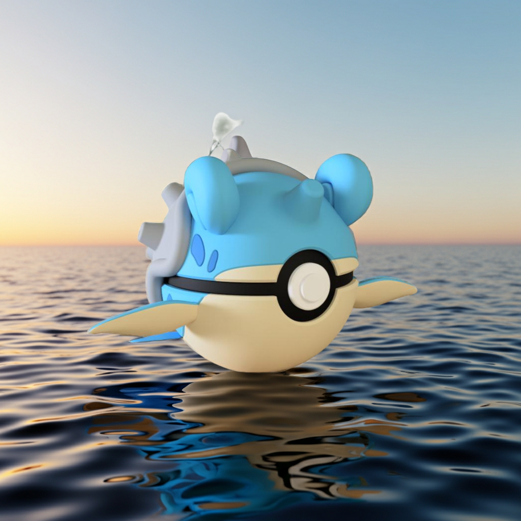 Poké Ball 3D ispirata a Lapras – Sfera decorativa da collezione (#0131)