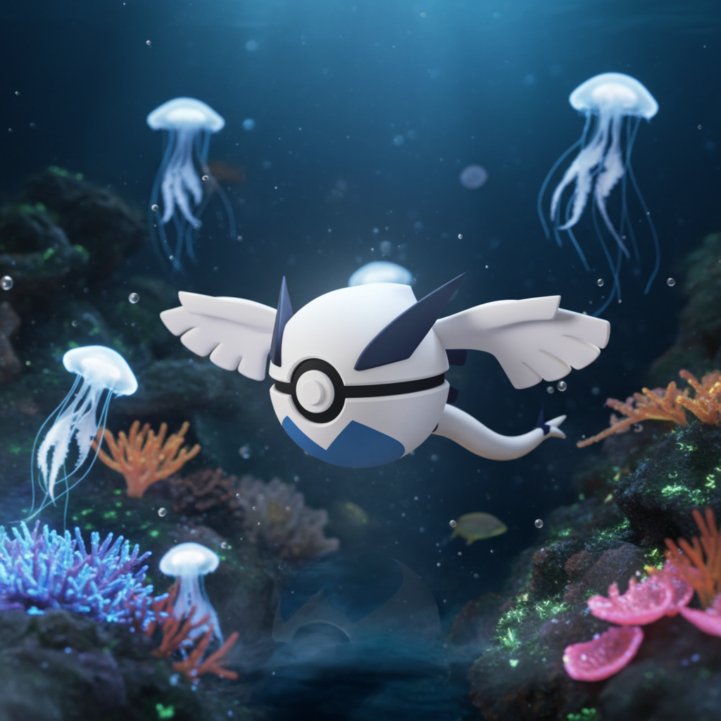 Poké Ball 3D ispirata a Lugia – Sfera decorativa da collezione (#0249)