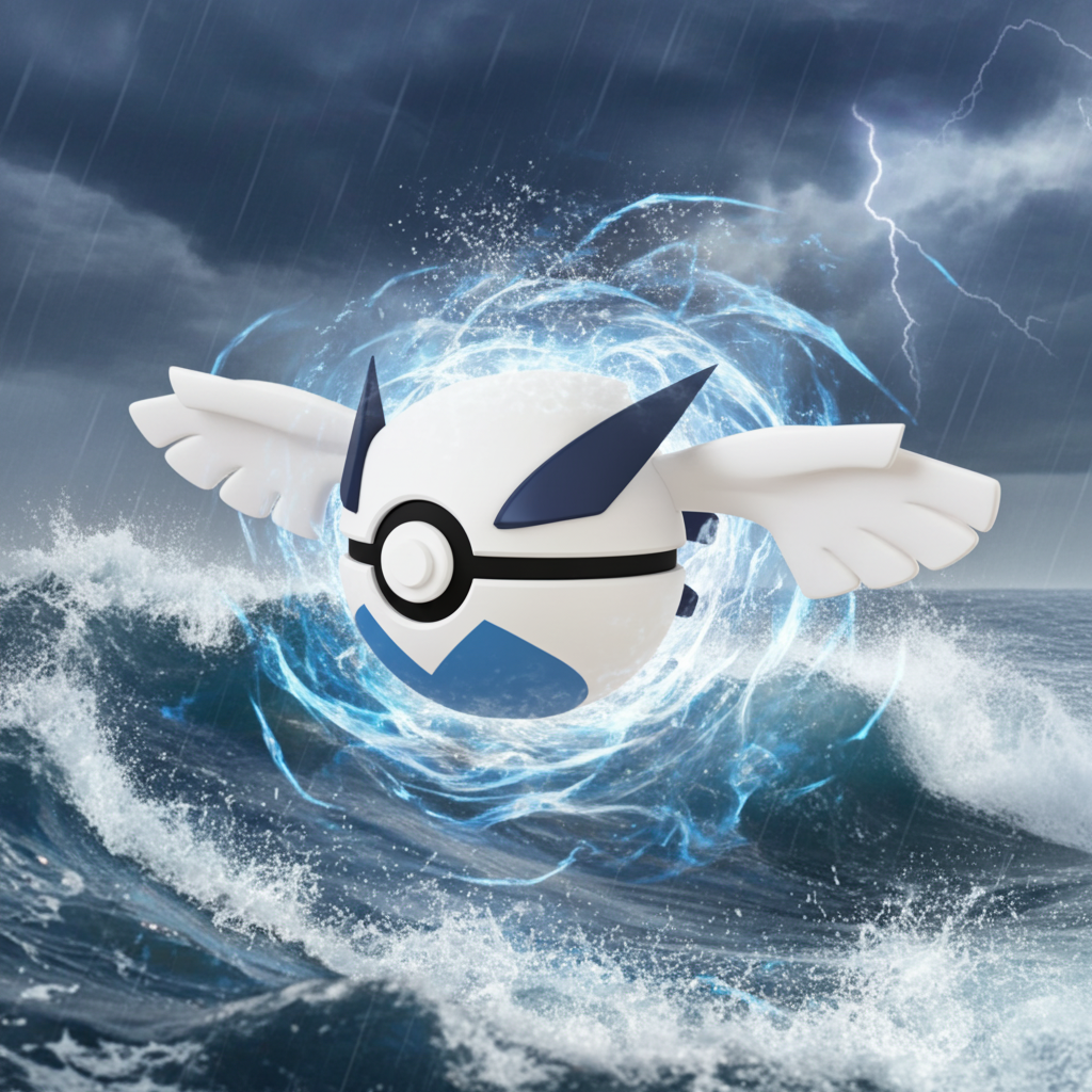 Poké Ball 3D ispirata a Lugia – Sfera decorativa da collezione (#0249)