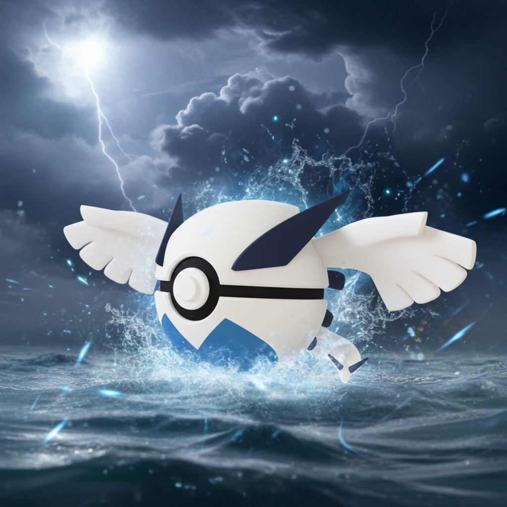 Poké Ball 3D ispirata a Lugia – Sfera decorativa da collezione (#0249)