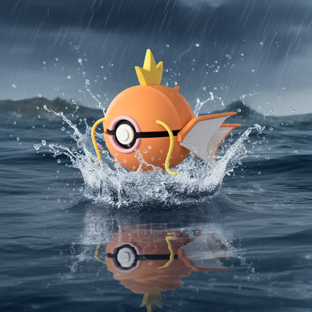 Poké Ball 3D ispirata a Magikarp – Sfera decorativa da collezione (#0129)