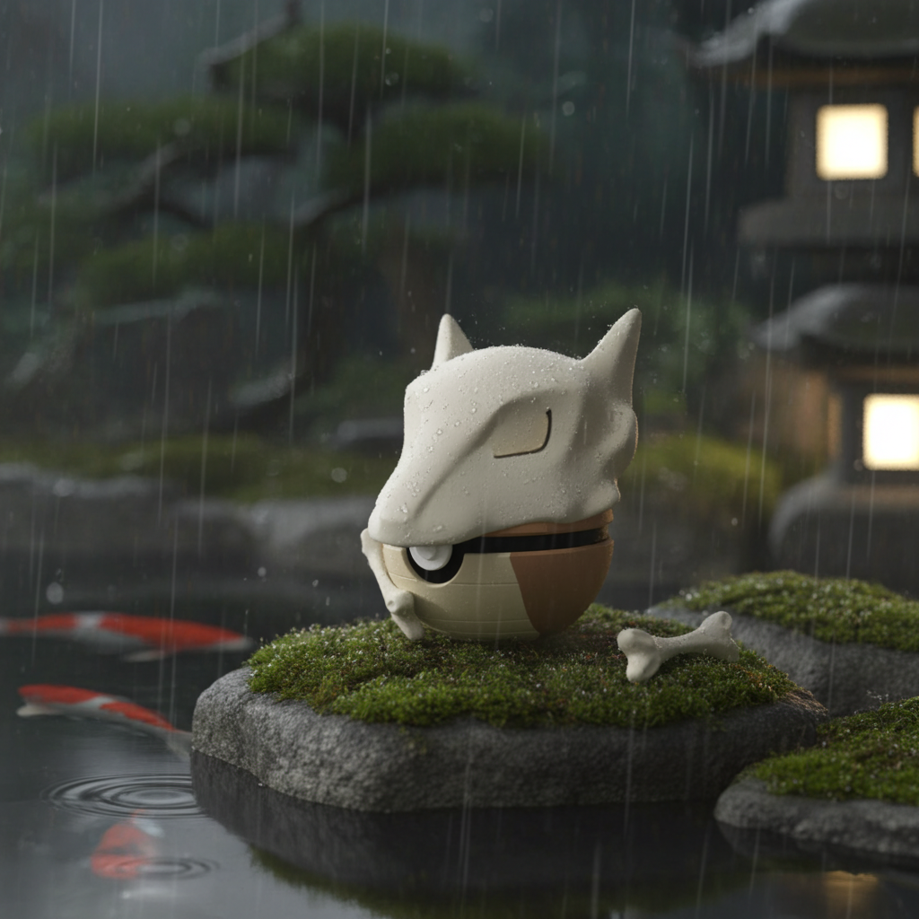 Poké Ball 3D ispirata a Marowak – Sfera decorativa da collezione (#0105)
